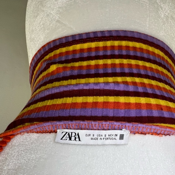 Zara Multicolor Striped Halter Crochet Trim Size Small EUC y2k style - Picture 9 of 9